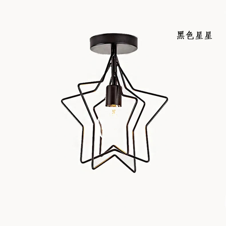 Nordic Creative Bedroom Lamp Five Pointed Star Lamp Industrial Fashion Children Light Simple Aisle Iron Star Ceiling Lamps bedroom ceiling lights