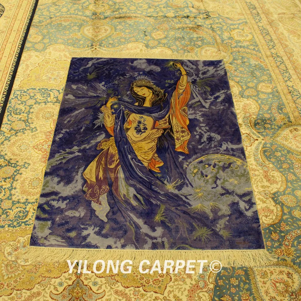 Yilong 3'x4' Дочь моря ручной работы Восточный настенный Шелковый Гобелен(TJ082-3x4