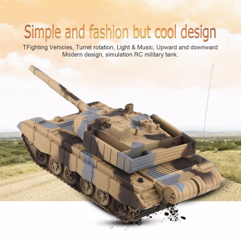 Cool RC Tank Toys For Boys Radio Remote Control Military Vehicle Armored Battle Tanks Turret Rotation Light Music RC Model 1:20