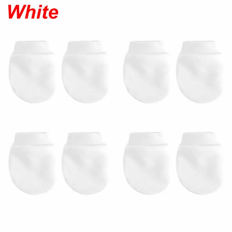 White 4 пар/уп. рукавицы без царапин, простые милые детские вязаные перчатки, перчатки для новорожденных с защитой от еды, перчатки для новорожденных мальчиков и девочек - Цвет: White