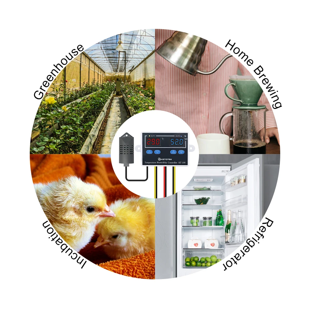 KT100 Digital Thermostat Humidity Controller Egg Incubator Temperature Humidity Controller 10A Direct Output Hygrometer Control digital thermostat digital temperature controller digital humidity controller