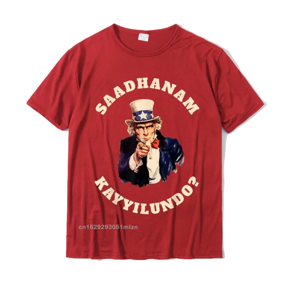 O-Neck Design 100% Cotton Men T Shirt Printed Short Sleeve Tops T Shirt 2021 Gift T Shirt Drop Shipping SAADHANAM KAYYILUNDO Kerala Malayalam Funny T-Shirt__3046 red
