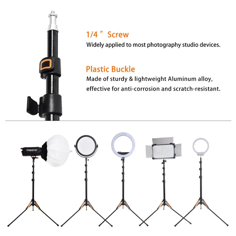 Fosoto FT-195 1/4 Screw Folding Light Tripod Stand For Photo Studio Photographic Lighting Softbox Video Flash Umbrellas Youtube