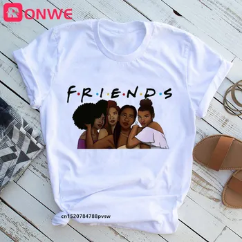 Women Beautiful African White Funny Print T shirt Girl Black Queen Lip Harajuku 90s Clothes