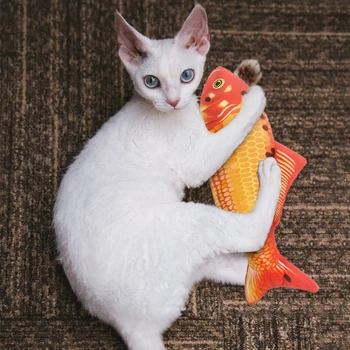 

Pet Cat Fish Toy USB Charging Moving Fish Kitten Imitation Plush Fish Interactive Toy Catnip Chew Toy