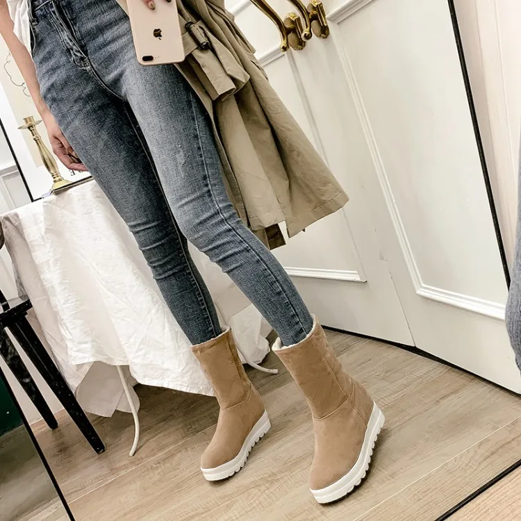 

Big Size 9 10 11-13 boots women shoes ankle boots for women ladies boots shoes woman winter Solid color waterproof table