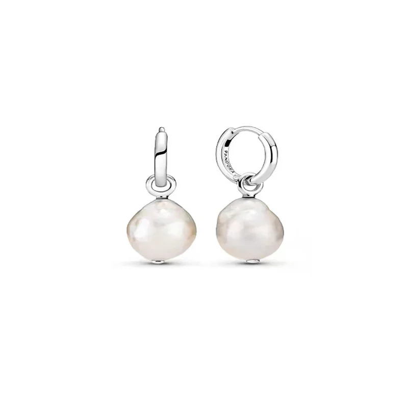2021 100% 925 sterling silver pearl necklace earrings suitable for original Pandora DIY designer pendant beaded luxury women's j