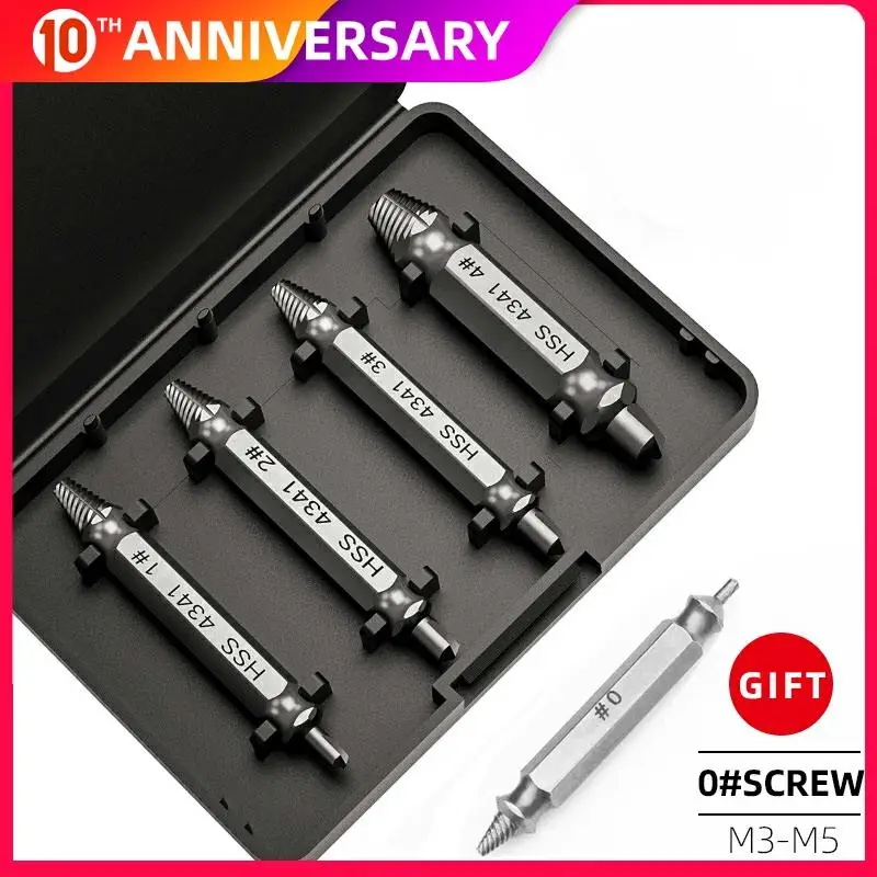

5pcs Damaged Screw Extractor Drill Bits Double Side Damage Easy Out Stud Reverse Screw Extractor Tool Kit