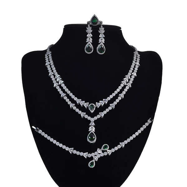 white gold Ювелирный Набор HADIYANA, модное великолепное ожерелье, серьги, кольцо, браслет, набор для женщин, подарок для свадебной вечеринки CNY0055 Femme, ювелирное изделие - Окраска металла: white gold
