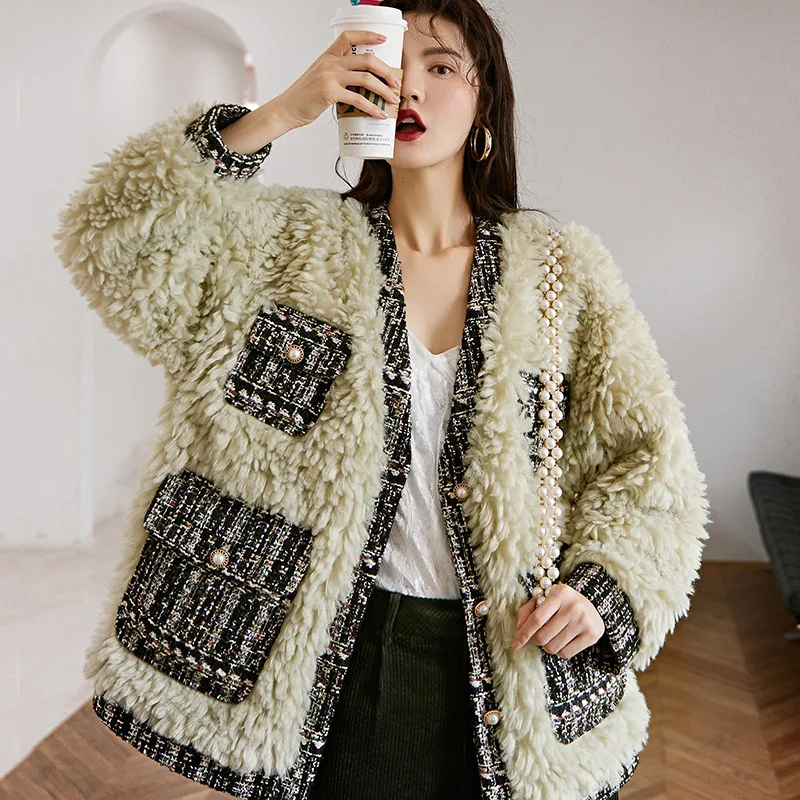 

LANMREM 2019 Lamb Hair Ladies Coat Autumn And Winter New Korean Fashion Women's Loose Plush Shirt Women 19B-a43