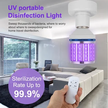 

E26/E27 Disinfection Light Bulb UVC Germicidal Sanitizer Lamp With Timing Remote Control 30W 110-220V Home UVC Disinfection Lamp