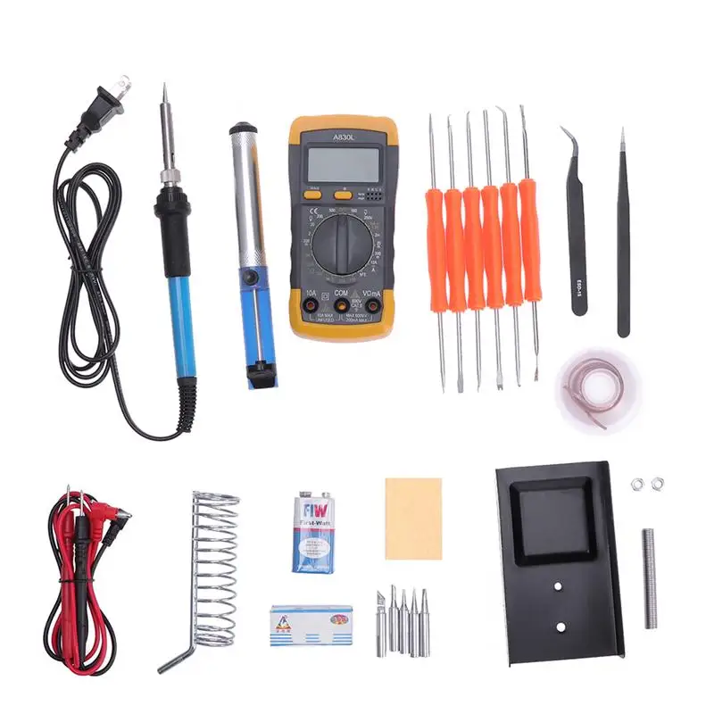 WINOMO 1 Set Of Electric Soldering Iron Kit Screwdriver Tweezers Tin Wire Desoldering Welding Repair Tools With EU Plug