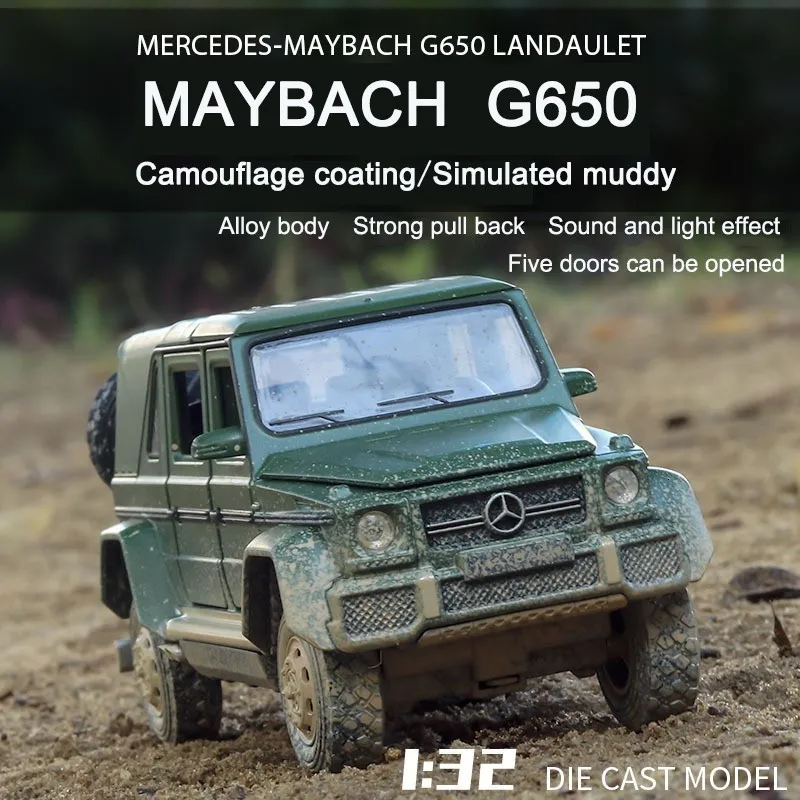 1/32 High Simulation Cast Alloy Car Model Benz G 65 0Nostalgic Camouflage Off-road Vehicle Toys For Children Collector's Edition