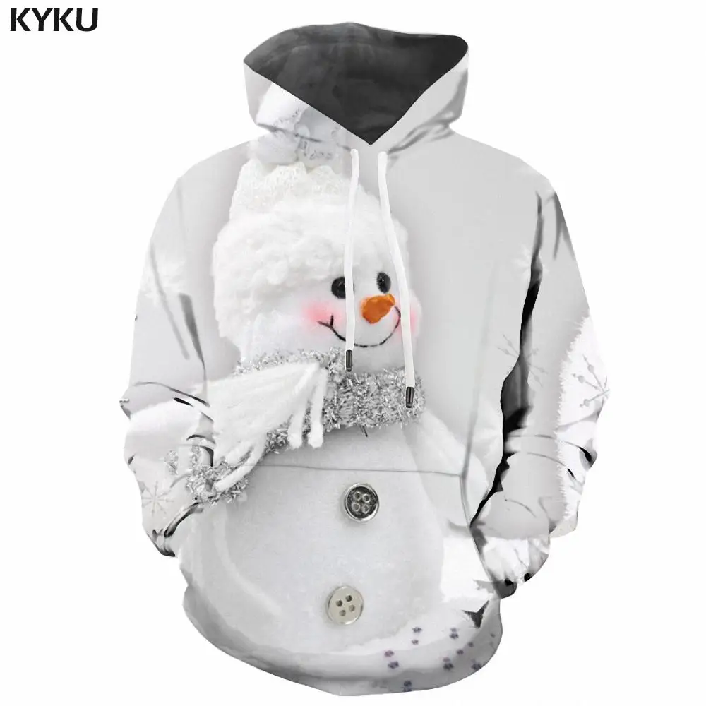 

KYKU Brand Christmas Hoodie Men Snow Hoodie Print Christmas Tree 3d Printed Mens Clothing Hip Hop Casual Pocket Man