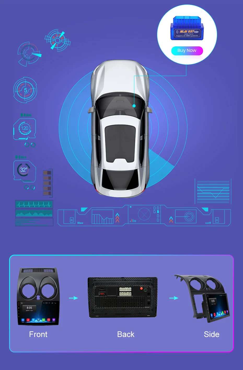 Junsun V1 Android 9.0 2GB+32GB DSP CarPlay Car Radio Multimidia Video Player GPS For Nissan Qashqai 1 J10 2006-2013 2 din dvd