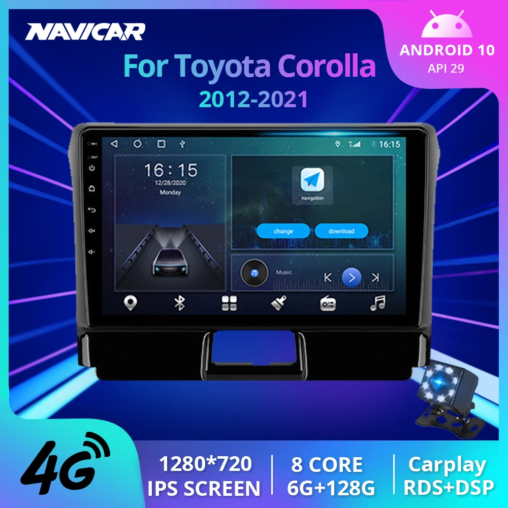 Автомагнитола 2DIN Android 10 для Toyota Corolla Axio 2 Fielder 3 E160 2012-2021 GPS-навигация стереоприемник
