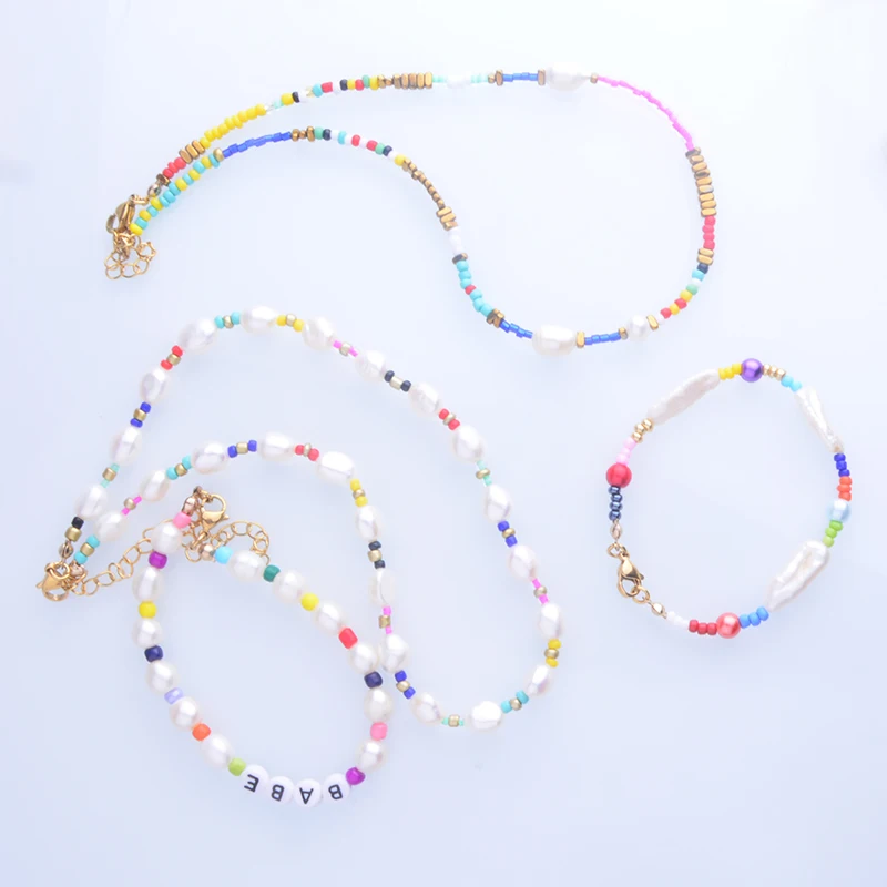 

colares feminino MULTICOLORED BEADS women necklace neckless VENETIAN CHOKER FRESH WATER BAROQUE PEARLS bijoux bohemian necklace