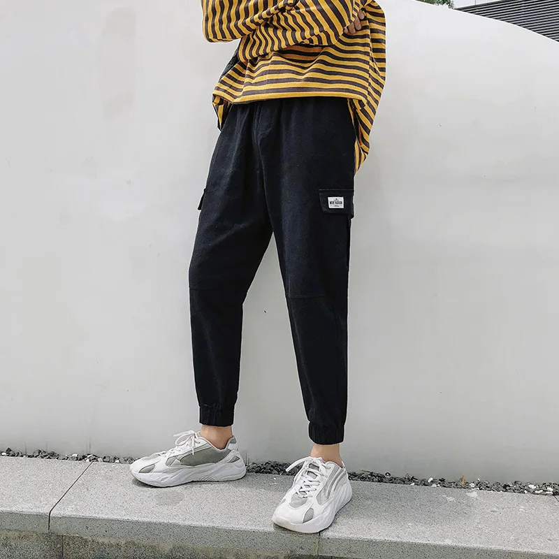 

2019 Autumn New Style Hong Kong Style INS Multi-pockets Bib Overall Beam Leg Harem Pants Trousers Men's K181 P48