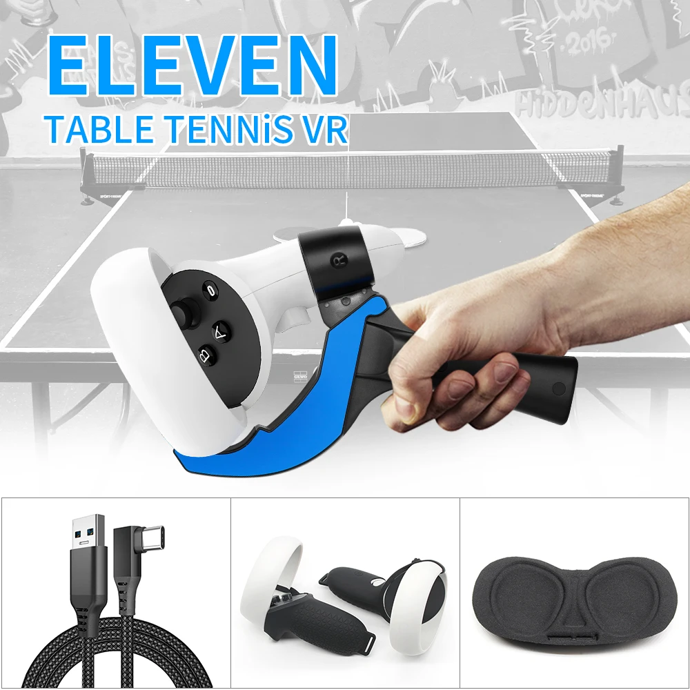 Eleven Table Tennis VR Game Paddle Grip For Oculus Quest 2 Link Cable Handle Case Lens Cover For