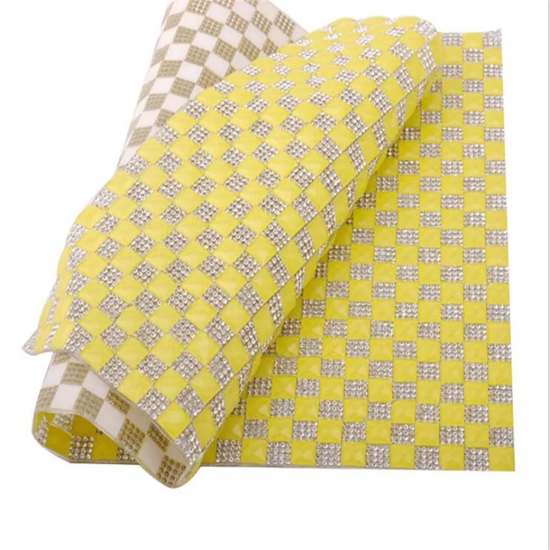 

Jelly color hot melt adhesive mesh drill 6*6-10*10 interval rhinestone custom diy clothing accessories