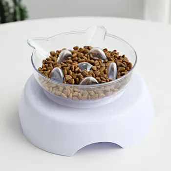 

Cute 15 Degrees Tilted Stand Transparent Feeding Bowl for Pet Cat