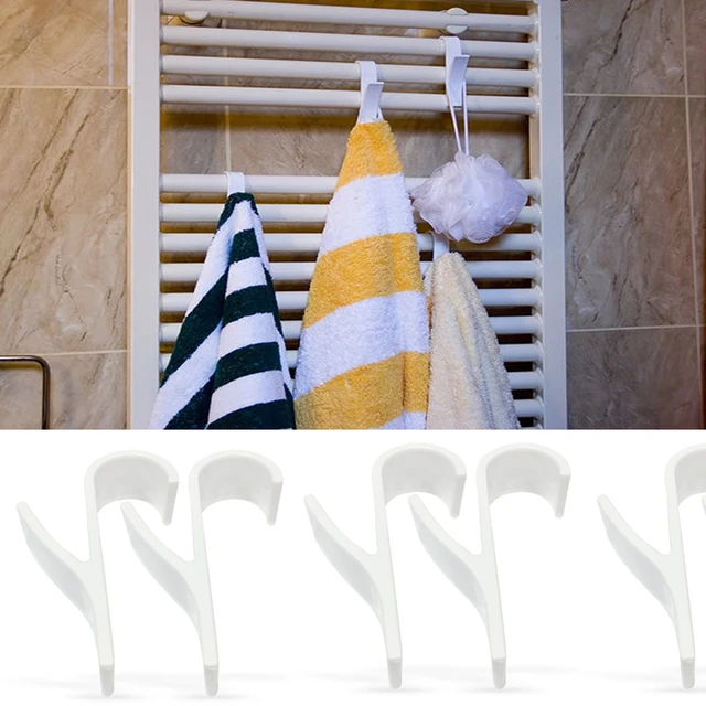 2Db Fehér Fogas Fűtött Törülköző Radiátor Sín Csőfürdőhorog Tartó Ruhák Plegelhető Sál - Image 3