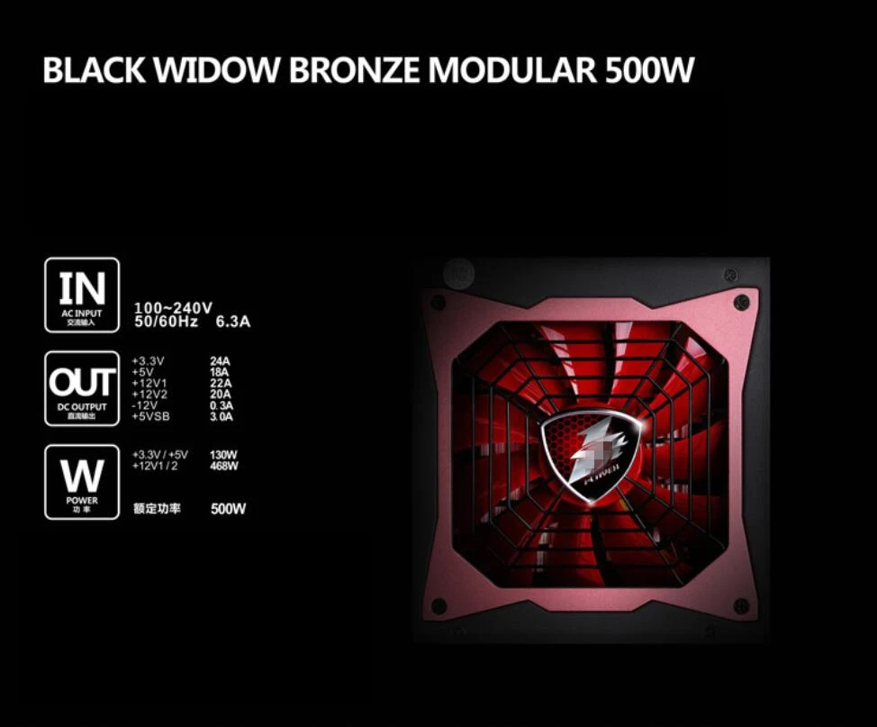 PSU для 1Stplayer Black Widow Intel ATX 12V полный плоский провод двойной 8P видеокарта 500 Вт блок питания PS-500AX Бронзовый модуль