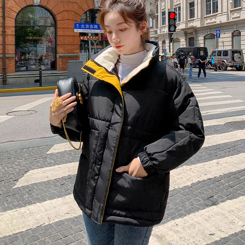 

Winter -20℃ Oversize Jacket Female Coat Patchwork Windbreaker Women Padded Zipper Outwear Parka Thick Streetwear Overcoat Warm