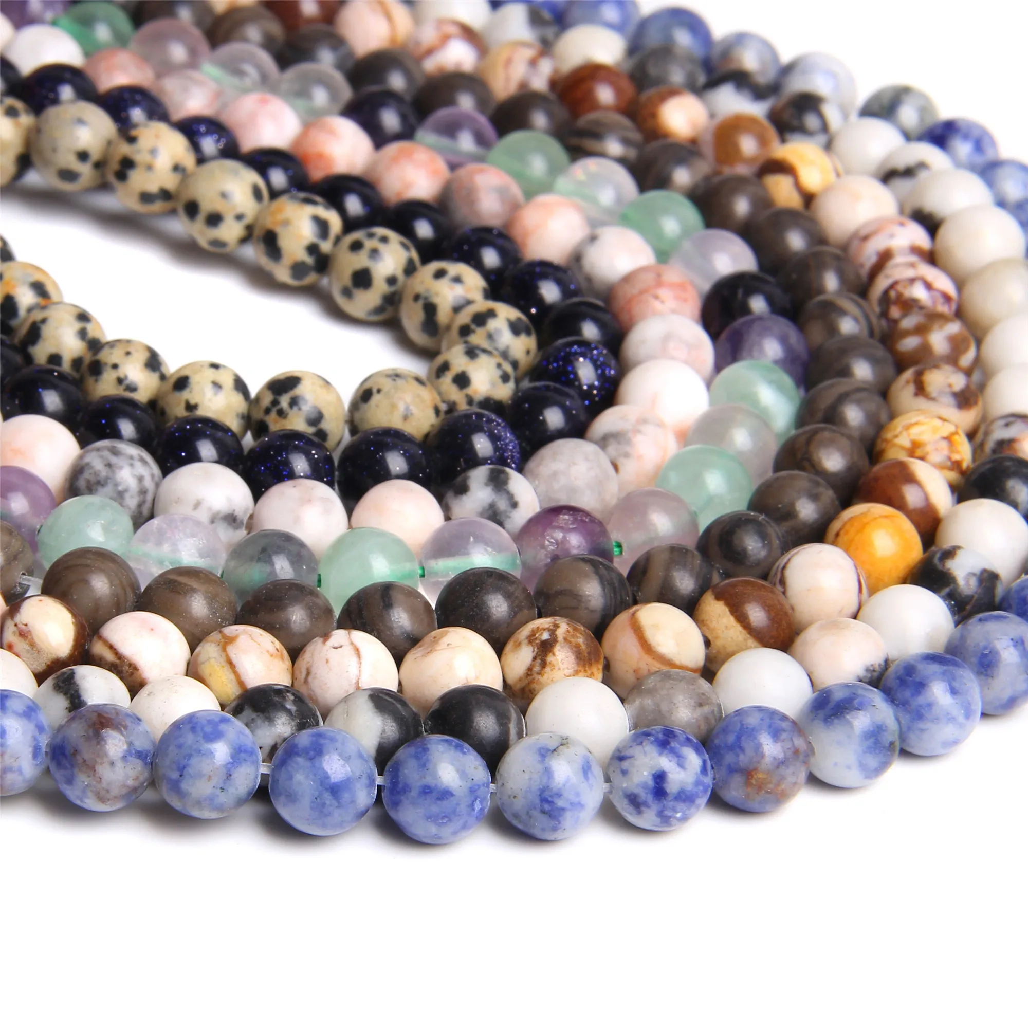 

Natural Turquoises Malachite Fluorite Gold Sandstone Beads 6mm 8mm 10mm Round Jaspers Loose Beads for Jewelry Making Bracelet