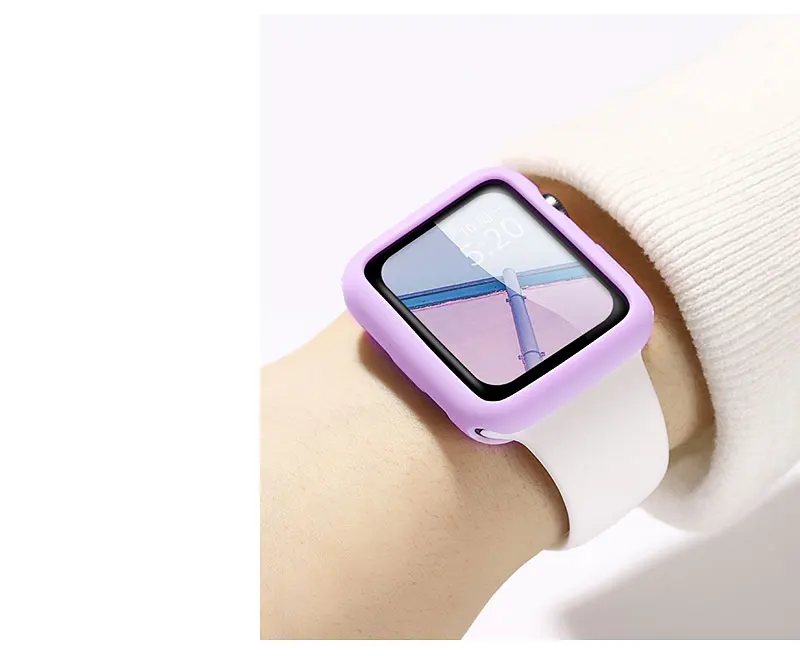 Силиконовый чехол для apple watch series 5, 4, 3, 2, 1, цветной защитный чехол для iWatch 38 мм, 42 мм, 40 мм, 44 мм, ультратонкий ремешок