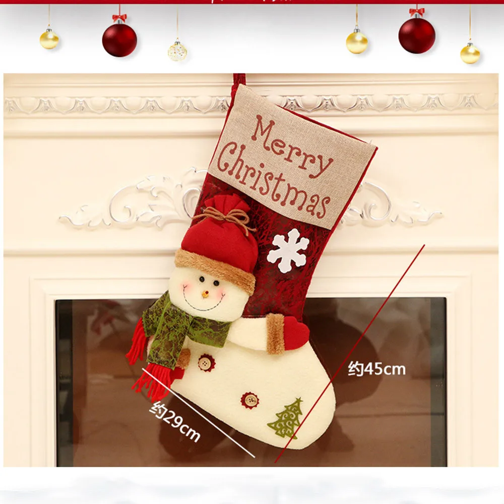 Рождественские носки Подарочный пакет для детей, рождественские носки Санта-Клауса мешок конфет, Санта-Клаус, снеговик, домашний декор