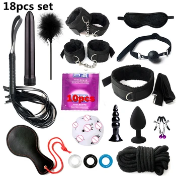 sex shop BDSM Kits Plush Sex Bondage dildo vibrator Sex Games Whip Gag Nipple Clamps Sex Toys For woman Couples Sex products 5