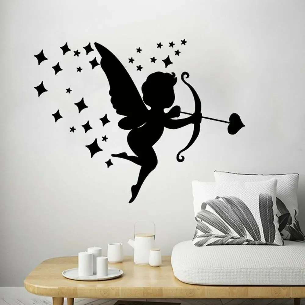 buy Love Cupid Wall Decal Home Vinyl Window Stickers Kids Bedroom Baby Room Nursery Interior Decor Angel Wings Cute Art Mural Q215