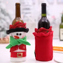Рождественская бутылка вина крышка Санта Клаус Снеговик мультфильм Рождественский стол украшение для ужина красное вино бутылка сумка