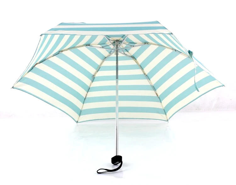 Sky blue stripes Вес 190 г, супер-светильник, маленькие складные зонты для женщин, мини-зонт от солнца, Мужской Дорожный зонт, Женский мини Карманный Зонт от дождя - Цвет: Sky blue stripes