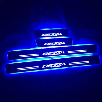 

RQXR led stainless steel overlay acrylic door scuff for Perodua bezza moving door sill plate lining decorative light,4pcs