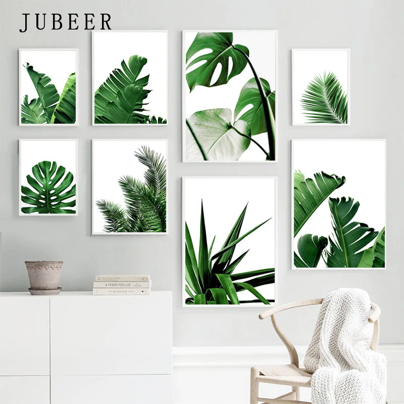 

Green Leaves Wall Art Canvas Painting Monstera Palm Banana Posters and Prints Decorative Modern Picture Living Room Home Decor