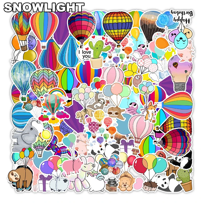 10/50pcs/set Hot Air Balloon Cartoon Animal Pet Stickers For Kid DIY Laptop Luggage Moto Skateboard Helmet Mixed Cute Case