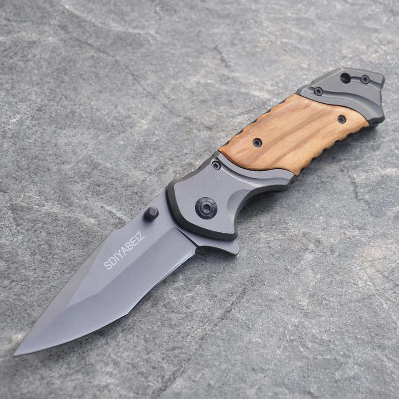 

Damascus Knives Folding Knife Hunting Camping Survival Tactical Knife Steel+Wood Handle Knives EDC Tool Titanium Pocket Knife