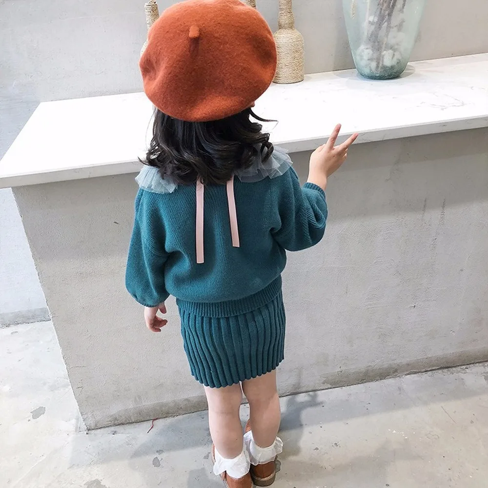 Осень 2019 новый дизайн одежда для маленьких девочек Детский милый свитер вязаное