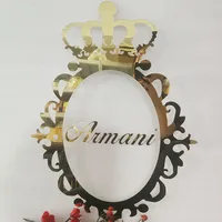 กระจกป้ายชื่อส่วนบุคคลไม้อะคริลิคงานแต่งงานชื่อป้ายที่กำหนดเอง Baby Shower Party ลายเซ็นตกแต่งเลเซอร์ตัด 2