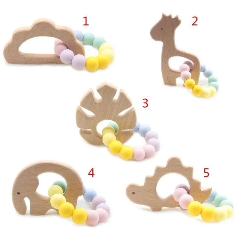 Высокое качество мультфильм животных детский браслет для прорезывающихся зубов дети бука силиконовые бусины молярные игрушки