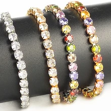 Хип-хоп 4 мм медный микро браслет с цирконием, браслет для мужчин и женщин, модная теннисная цепочка, ювелирное изделие, подарок