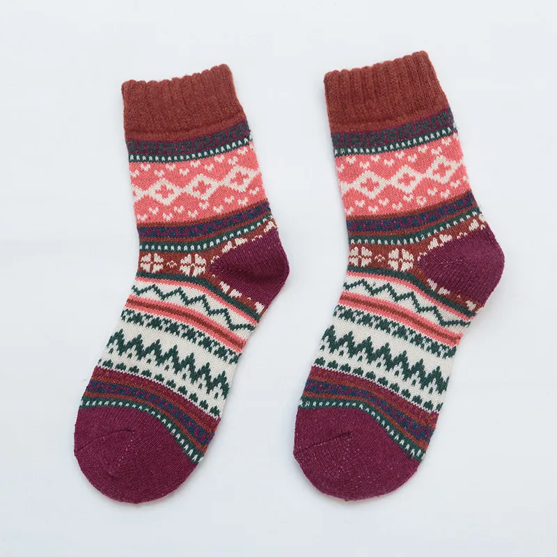 Женские зимние носки, новинка, подарочные носки, винтажные мягкие милые Носки с рисунком, толстые шерстяные теплые удобные носки унисекс - Цвет: 01