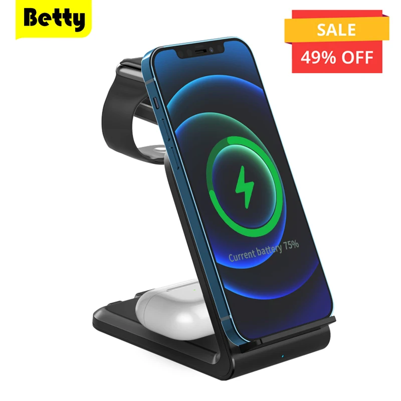 Betty Charger Adapter Wireless Chargers For iPhones Charging Dock Stand Samsung Airpods Pro iWatch Station Wireless Charger