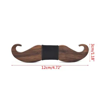 

Novelty Neckties Chic Handmade Mustache Wooden Bow Tie England Style Men Bowtie Black Imitation Leather