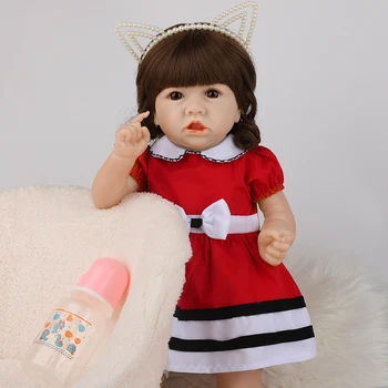 

22 Inch Reborn Baby Dolls Full Silicone Realistic Crooked Mouth Boneca Reborn Baby Handmade Toddler Toys For Kid Birthday Gifts