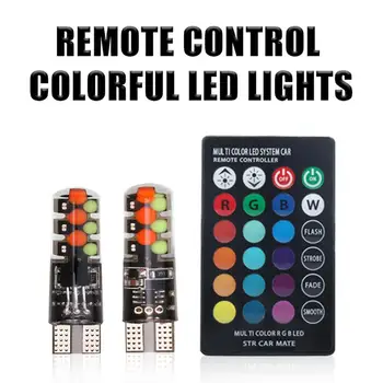 

2pcs T10 w5w RGB LED Bulb 12SMD COB canbus 194 168 Car with Remote Controller Flash/Strobe Reading Wedge Light Clearance lights