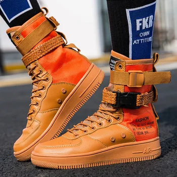 

Drop Shopping Lace Up Men's Shoes 2019 High Top Sneakers Casual Walking Hip Hop Patchwork Shoes Streetwear Wild Tide Unisex