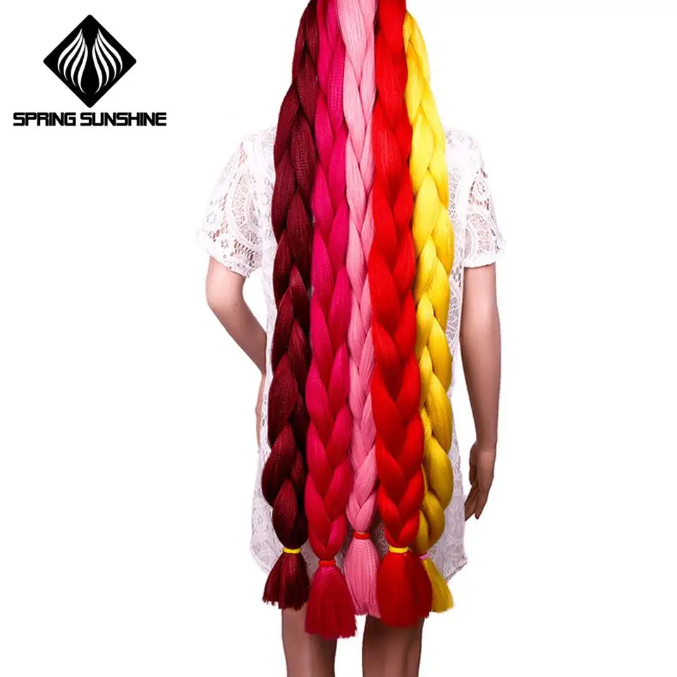 

Spring sunshine 82inch 165g 1 3 5PCS Synthetic Braiding Hair Jumbo braids Crochet Braids Hair Extensions Pure Color